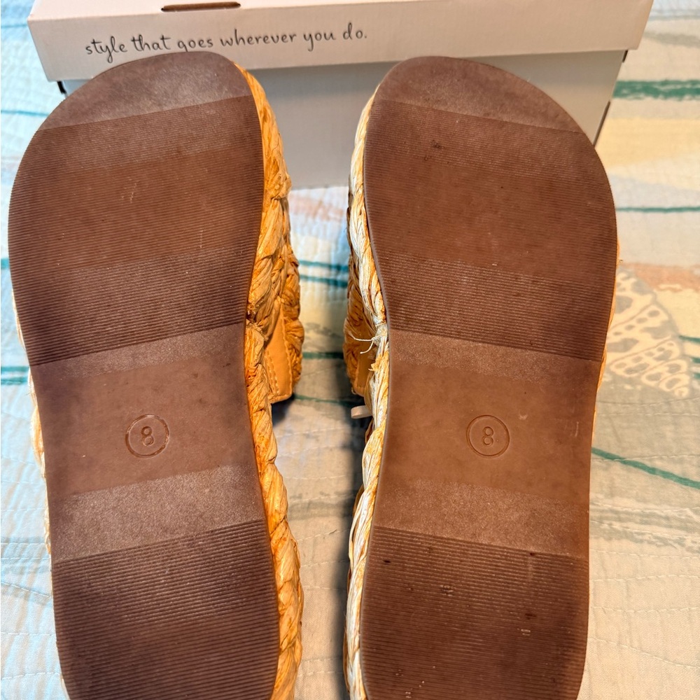 Chic Woven Tan Slide Sandals - Picture 8 of 9